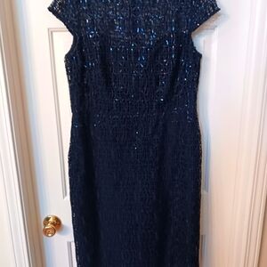RALPH LAUREN Sequin Cocktail Navy Blue Dress